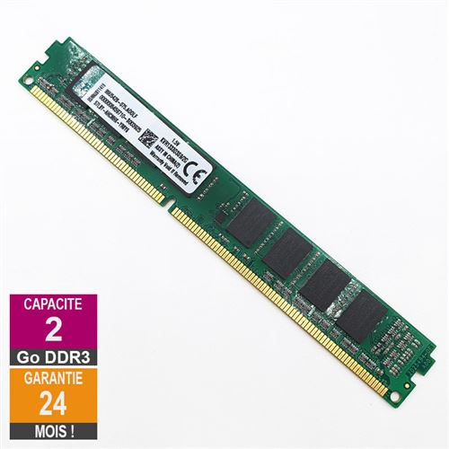 Barrette Mémoire 2Go RAM DDR3 Kingston KVR1333D3S9/2G DIMM PC3-10600U 1Rx8 LP État correct - Kingston reconditionné disponible sur Fnac