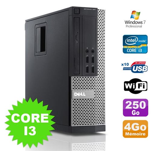 Pc dell optiplex 990 sff i3-2120 3.3ghz 4go disque 250go dvd wifi w7 État correct - Dell reconditionné disponible sur Fnac