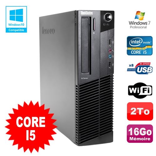 Pc lenovo thinkcentre m82 sff core i5-2400 16go 2to graveur wifi win 7 pro État correct - Lenovo reconditionné disponible sur Fnac