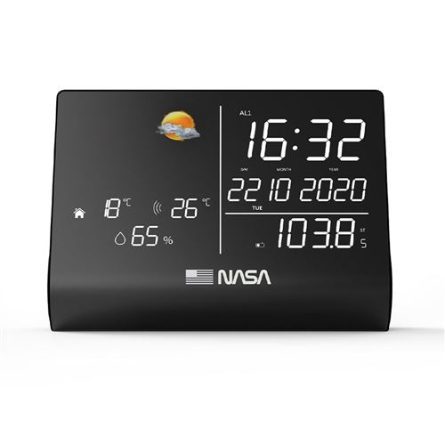 Station météo et enceinte Bluetooth Nasa WSP1300 avec radio-réveil Noir État correct - NASA reconditionné disponible sur Fnac