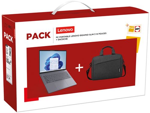 Pack PC portable Lenovo IdeaPad Slim 3 14IRH10 14"" WUXGA Intel® Core™ i5 16 Go RAM 512 Go SSD Gris anthracite + Sacoche État correct - Lenovo reconditionné disponible sur Fnac