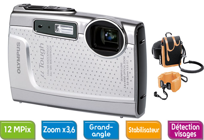 Pack Fnac : Olympus µ Tough-3005 (étanche -3 m) Silver État correct - Olympus reconditionné disponible sur Fnac
