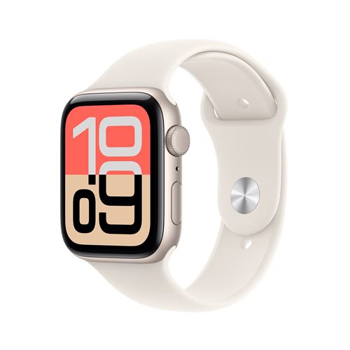 Apple Watch SE 3 GPS 44mm Boitier en Aluminium Lumiere Stellaire avec Bracelet Sport Lumiere Stellaire S/M État correct - Apple reconditionné disponible sur Fnac