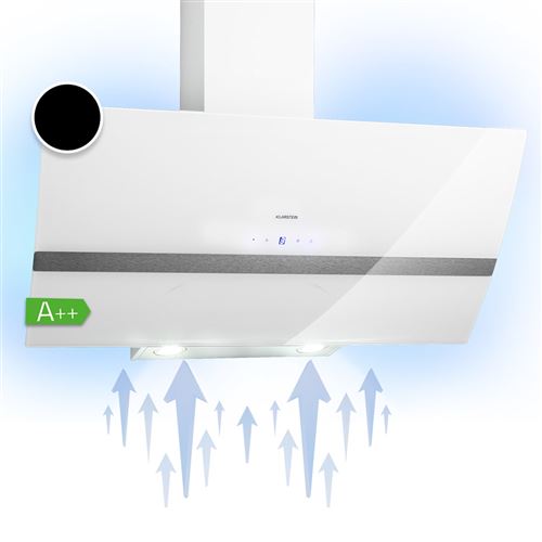 Hotte aspirante - Klarstein Clara 90 - Hotte inclinée - 509m³/h - CEE A++ - 3 vitesses - Blanc État correct - N/A reconditionné disponible sur Fnac