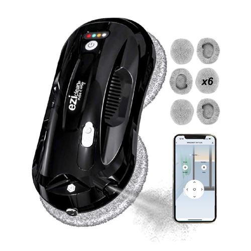 Robot lave-vitres avec diffuseur de solution nettoyante intégrée Eziclean® Windobot S4 Plus 72 W Noir État correct - Eziclean reconditionné disponible sur Fnac