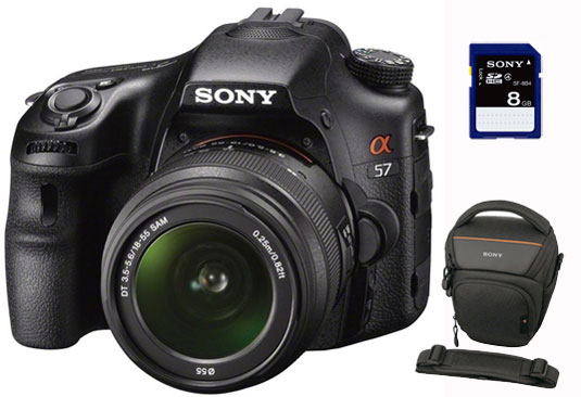 Pack Sony : Alpha SLT-A57 + Obj. Sony DT SAM 18 - 55 mm f/3.5 - 5.6 + Etui + Carte SDHC 8 Go État correct - Sony reconditionné disponible sur Fnac