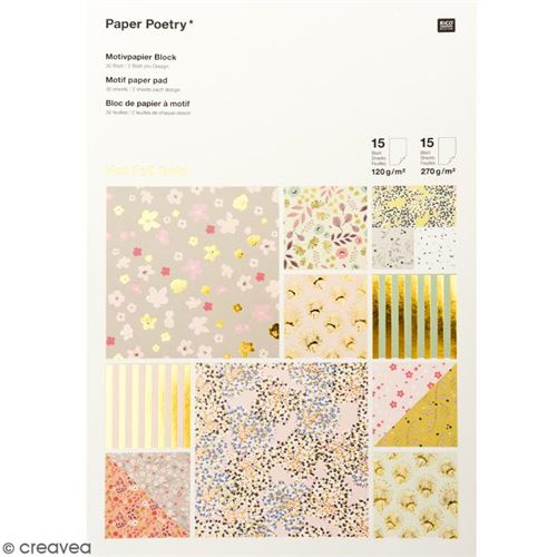 Bloc papier scrap à motif - Hot Foil Gold - Bouquet Sauvage - 30 feuilles État correct - N/A reconditionné disponible sur Fnac
