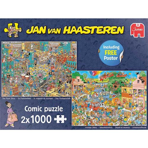 Puzzle 2 x 1000 pièces : Jan van Haasteren : Le magasin de musique et départ en vacances État correct - N/A reconditionné disponible sur Fnac