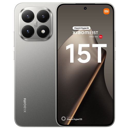 Smartphone Xiaomi 15T 6,83"" 5G Double Nano SIM 256 Go Gris Titane conçu avec Leica État correct - Xiaomi reconditionné disponible sur Fnac