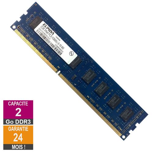 Barrette Mémoire 2Go RAM DDR3 Elpida EBJ21UE8BDF0-DJ-F PC3-10600U 1333MHz 2Rx8 État correct - N/A reconditionné disponible sur Fnac