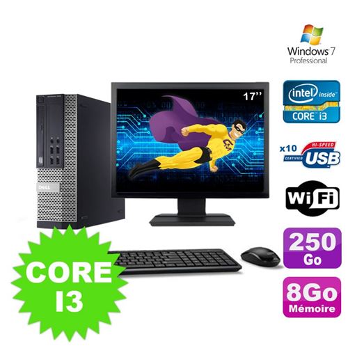 Pc dell optiplex 990 sff i3-2120 3.3ghz 8go 250go dvd wifi w7 ecran 17' État correct - Dell reconditionné disponible sur Fnac