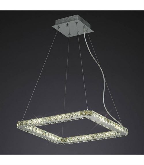 Suspension Galaxy carré Small 24W LED 4000K chrome poli/cristal État correct - N/A reconditionné disponible sur Fnac