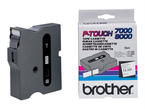 Brother TX251 - Noir sur blanc - Rouleau (2,4 cm) ruban laminé - pour P-Touch PT-30, PT-7000, PT-8000, PT-PC État correct - Brother reconditionné disponible sur Fnac