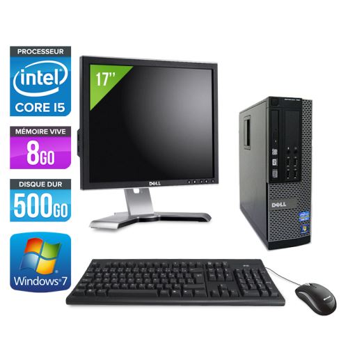 Ordinateur Dell Optiplex 790 SFF + Ecran 17'' - Noir - Intel Core i5-2400 / 3.10 GHz - RAM 8 Go - HDD 500 Go - DVD - Gigabit Ethernet - Windows 7 Professionnel État correct - Dell reconditionné disponible sur Fnac