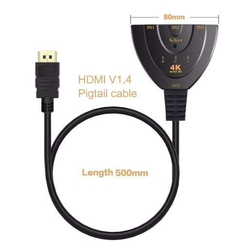 CABLING® Commutateur HDMI Automatiques 4k, 3 Entrées 1 Sortie HDMI Switch - UHD HDR 3D 1080p HDCP, Splitter Switcher Répartiteur Sélecteur Auto pour HDTV Lecteurs DVD Blu ray PS4 Xbox Apple Fire Roku TV État correct - N/A reconditionné disponible sur Fnac