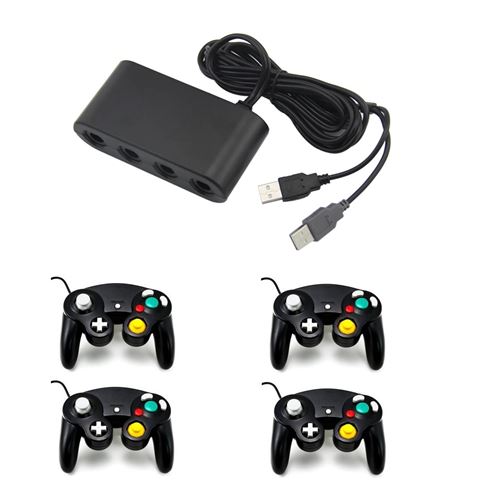Adaptateur manette Gamecube sur Nintendo Wii U, Switch et PC + 4 manette Game cube Noir État correct - Straße Game reconditionné disponible sur Fnac