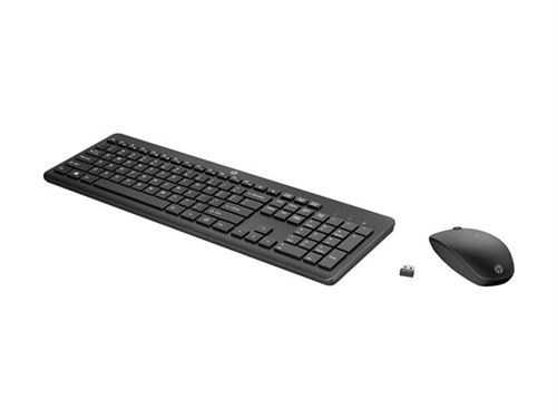 HP 235 - Ensemble clavier et souris - disposition à 3 zones, déplacement de touche à faible profil - full size - sans fil - 2.4 GHz - QWERTY - Anglais - noir - Smart Buy État correct - N/A reconditionné disponible sur Fnac