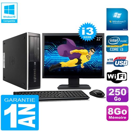 Pc hp compaq pro 6300 sff i3-3220 8go 250go graveur dvd wifi w7 ecran 22' État correct - Hewlett-Packard reconditionné disponible sur Fnac
