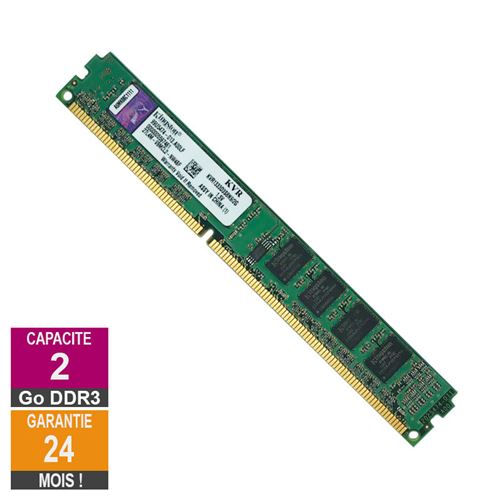 Barrette Mémoire 2Go RAM DDR3 Kingston KVR1333D3S8N9/2G LP DIMM PC3-10600U État correct - Kingston reconditionné disponible sur Fnac