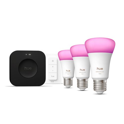 Starter kit Ampoule connectée Philips Hue E27 ambiance Blanc et couleur État correct - Philips Hue reconditionné disponible sur Fnac