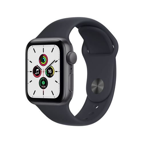 Apple Watch SE GPS, 40mm boitier aluminium gris sidéral avec bracelet sport noir État correct - Apple reconditionné disponible sur Fnac