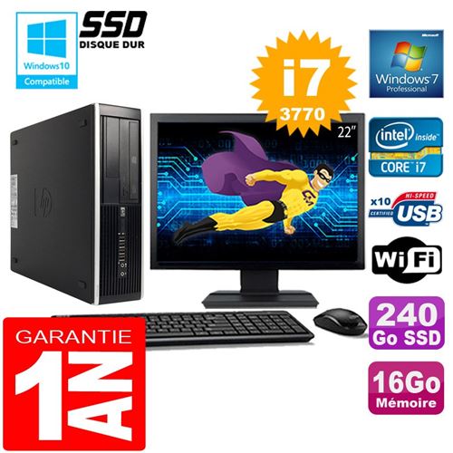 Pc hp compaq 8300 sff core i7-3770 ram 16go disque 240 go ssd wifi w7 ecran 22' État correct - Hewlett-Packard reconditionné disponible sur Fnac