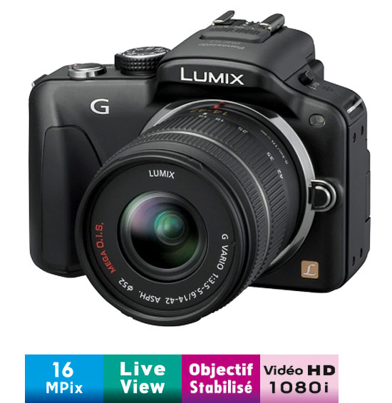 Panasonic Lumix DMC-G3-K Noir + Obj. Lumix G Vario MEGA O.I.S. 14 - 42 mm f/3.5 - 5.6 ASPH. Noir État correct - Panasonic reconditionné disponible sur Fnac