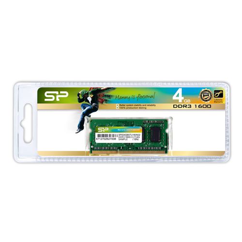 SILICON POWER - DDR3 - module - 4 Go - SO DIMM 204 broches - 1600 MHz / PC3-12800 - CL11 - 1.5 V - mémoire sans tampon - non ECC État correct - Silicon Power reconditionné disponible sur Fnac