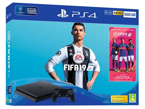 Pack Console Sony PS4 Slim 500 Go Noir + FIFA 19 État correct - Sony reconditionné disponible sur Fnac