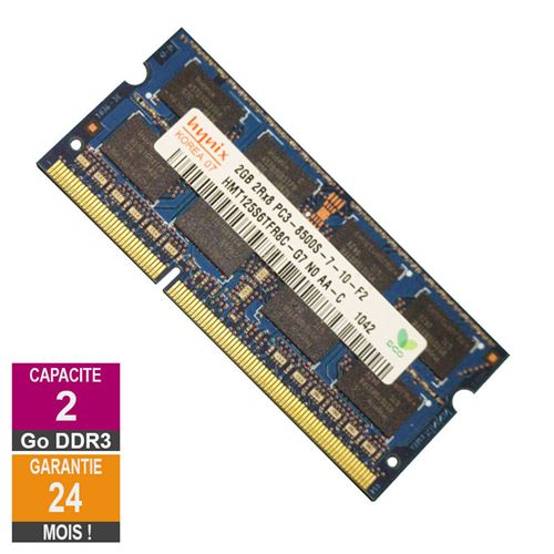 Acheter Barrette Mémoire 2Go RAM DDR3 Hynix HMT125S6TFR8C-G7 SO-DIMM PC3-8500 1066MHz 2Rx8 État correct - 14,21 € Barrette Mémoire 2Go RAM DDR3 Hynix HMT125S6TFR8C-G7 SO-DIMM PC3-8500 1066MHz 2Rx8 État correct - SK Hynix reconditionné disponible sur Fnac