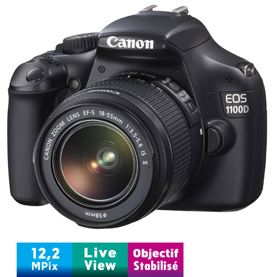 Acheter Canon EOS 1100D Noir + Obj. Canon EF-S IS ( stabilisé )18 - 55 mm f/3.5 - 5.6 État correct - 244,14 € Canon EOS 1100D Noir + Obj. Canon EF-S IS ( stabilisé )18 - 55 mm f/3.5 - 5.6 État correct - Canon reconditionné disponible sur Fnac