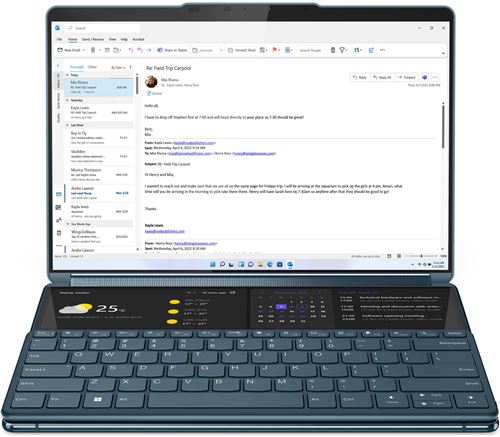 PC Portable Lenovo Yoga Book 9 13IRU8 Double Ecran 13,3"" OLED Tactile Intel Evo Core i7 16 Go RAM 1 To SSD Bleu État correct - Lenovo reconditionné disponible sur Fnac