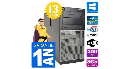 Pc tour dell optiplex 390 mt i3-2120 ram 8go disque 250go hdmi windows 10 wifi État correct - N/A reconditionné disponible sur Fnac