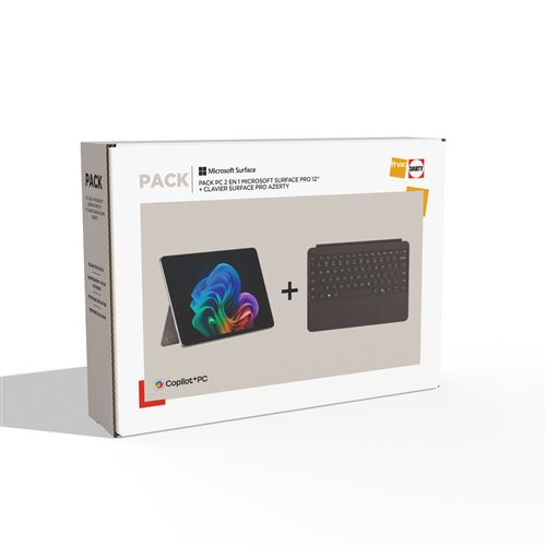 Pack PC Hybride 2 en 1 Microsoft Surface Pro 12'' Ecran Tactile Copilot+PC Snapdragon® X Plus 16 Go RAM 256 Go SSD Platine + Clavier Surface Pro Azerty État correct - Microsoft reconditionné disponible sur Fnac