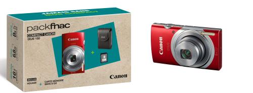 Pack Fnac Compact Canon Ixus 150 rouge + Housse + Carte mémoire 8 Go État correct - Canon reconditionné disponible sur Fnac