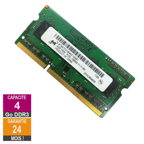 Acheter Barrette Mémoire 4Go RAM DDR3 Micron MT8KTF51264HZ-1G6E1 SO-DIMM PC3L-12800S 1Rx8 691740-005 État correct - 18,98 € Barrette Mémoire 4Go RAM DDR3 Micron MT8KTF51264HZ-1G6E1 SO-DIMM PC3L-12800S 1Rx8 691740-005 État correct - Micron reconditionné disponible sur Fnac