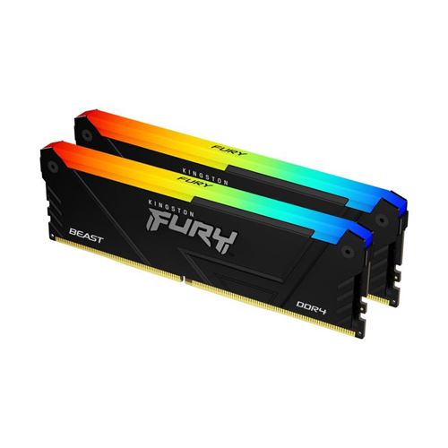 Barrette mémoire RAM Kingston FURY Beast RGB 32 Go (Kit de 2 x 16 Go) DDR4 3600 MHz CL18 État correct - Kingston reconditionné disponible sur Fnac