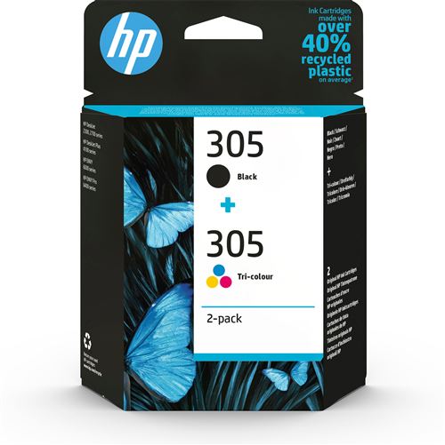 Pack de 2 Cartouches d'encre HP 305 Noir et Trois Couleurs État correct - Hewlett-Packard reconditionné disponible sur Fnac