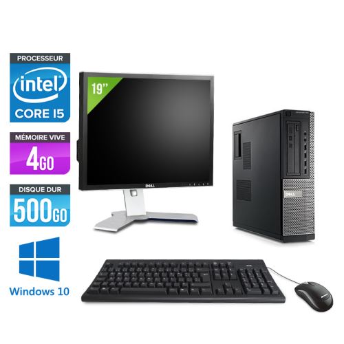 Pc Dell Optiplex 790 Desktop + Ecran 19'' - Noir - Intel Core i5-2400 / 3,10 GHz - RAM 4 Go - HDD 500 Go - DVD - Gigabit Ethernet - Windows 10 Professionnel État correct - Dell reconditionné disponible sur Fnac