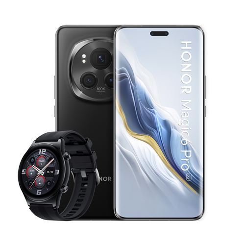 Pack Smartphone Honor Magic6 Pro 6,8"" 5G Double nano SIM 512 Go Noir + Montre connectée Watch GS3 Noir État correct - Honor reconditionné disponible sur Fnac