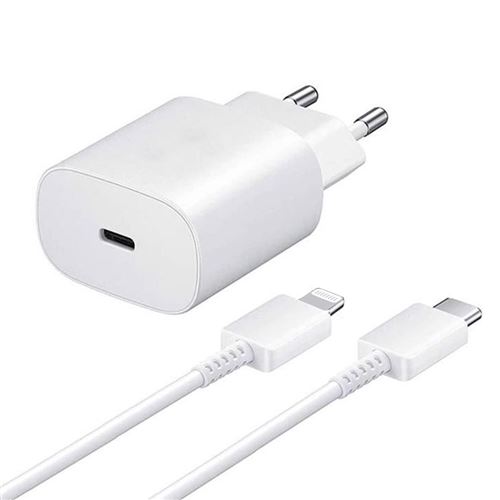 Chargeur Rapide 25W USB-C + Câble USB-C vers Lightning pour iPhone, iPad Couleur Blanc - Visiodirect - État correct - N/A reconditionné disponible sur Fnac