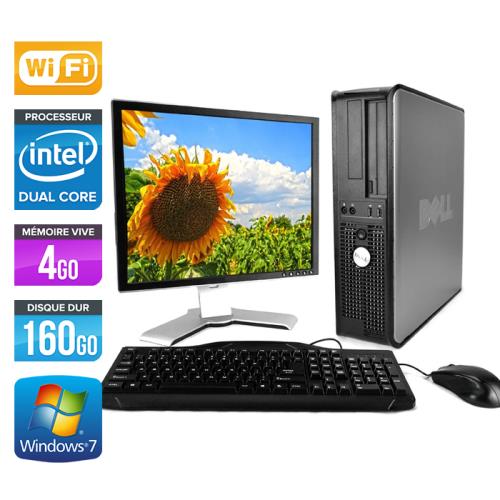 Ordinateur Dell Optiplex 780 Desktop + Ecran 17'' - Gris - Intel Core Duo E5300 / 2.60 GHz - RAM 4 Go - HDD 160 Go - DVD - Gigabit Ethernet - Wifi - Windows 7 Professionnel État correct - Dell reconditionné disponible sur Fnac