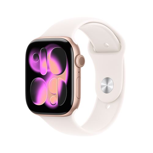 Apple Watch Series 11 GPS 46mm Boitier en Aluminium Or Rose avec Bracelet Sport Rose Tendre M/L État correct - Apple reconditionné disponible sur Fnac