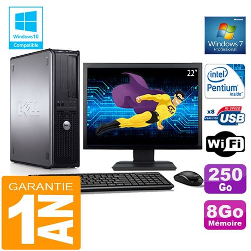 Pc dell 780 dt intel e5300 ram 8go disque 250 go wifi w7 ecran 22' État correct - Dell reconditionné disponible sur Fnac