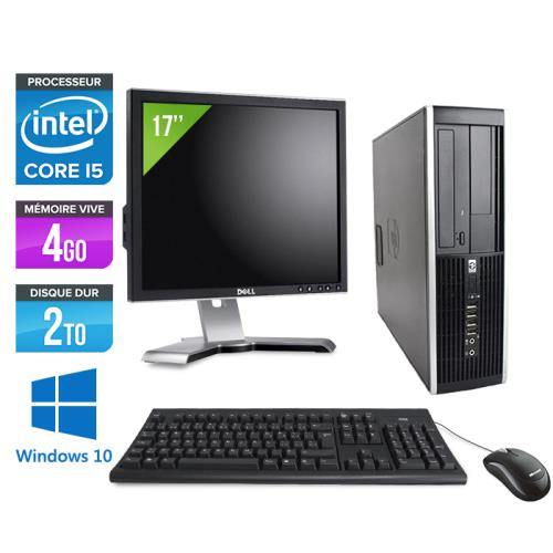 Pc HP Elite 8200 SFF + Ecran 17'' - Noir - Intel Core i5-2400 / 3.10 GHz - RAM 4 Go - HDD 2 To - DVD - Gigabit Ethernet - Windows 10 Professionnel État correct - Hewlett-Packard reconditionné disponible sur Fnac