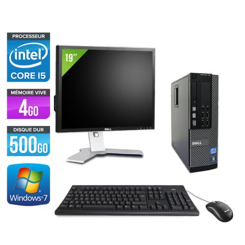 Ordinateur Dell Optiplex 790 SFF + Ecran 19'' - Noir - Intel Core i5-2400 / 3.10 GHz - RAM 4 Go - HDD 500 Go - DVD - Gigabit Ethernet - Windows 7 Professionnel État correct - Dell reconditionné disponible sur Fnac
