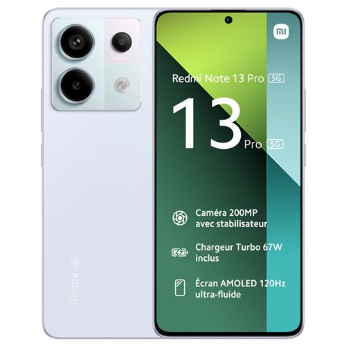 Acheter Smartphone Xiaomi Redmi Note 13 Pro 5G 6.67"" Double SIM 256 Go Violet État correct - 189,90 € Smartphone Xiaomi Redmi Note 13 Pro 5G 6.67"" Double SIM 256 Go Violet État correct - Xiaomi reconditionné disponible sur Fnac