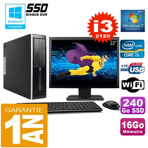 Pc hp compaq 8300 sff core i3-2120 ram 16go disque 240 go ssd wifi w7 ecran 22' État correct - Hewlett-Packard reconditionné disponible sur Fnac