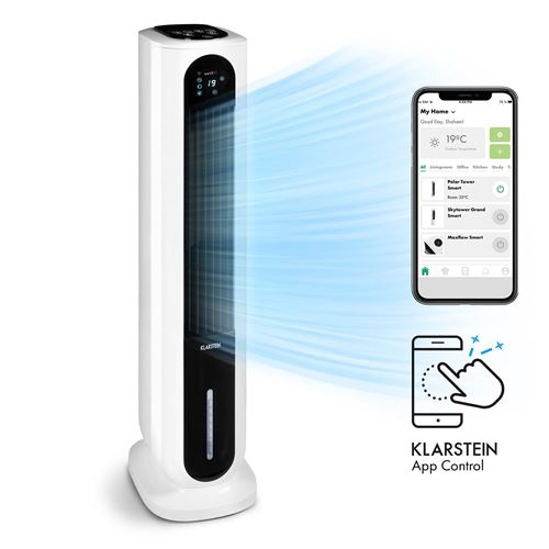 Rafaîchisseur d'air connecté Polar Tower Smart - 7L - 3.306 m³/h - 85W - Télécommande - Blanc État correct - N/A reconditionné disponible sur Fnac