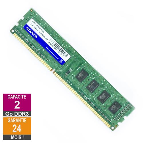 Barrette Mémoire 2Go RAM DDR3 Adata AM2U139C2P168V DIMM PC3-10600U État correct - Adata Technology reconditionné disponible sur Fnac